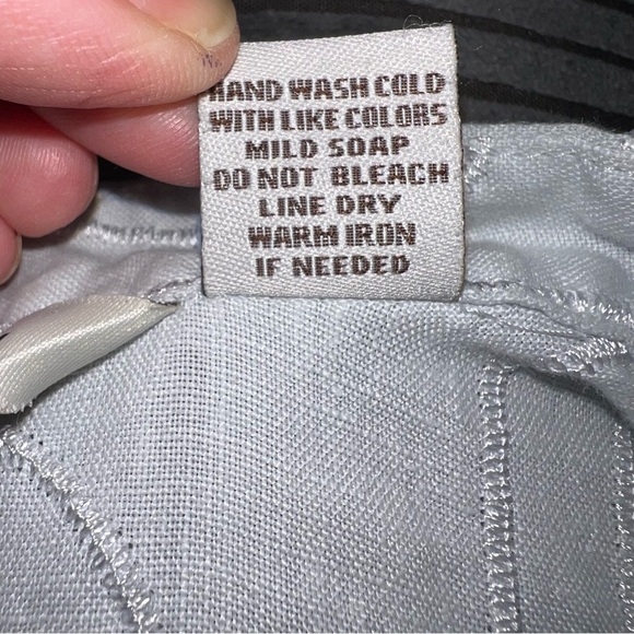 DAVID BROOKS Grayish Blue 100% Linen Embroidered 3/4 Sleeve Shirt Medium - Picture 9 of 9